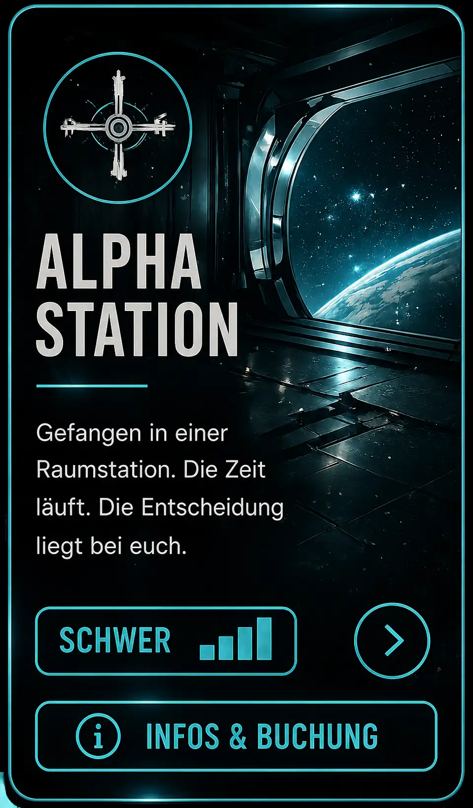 Alpha Station – Escape Room, Schwierigkeit schwer