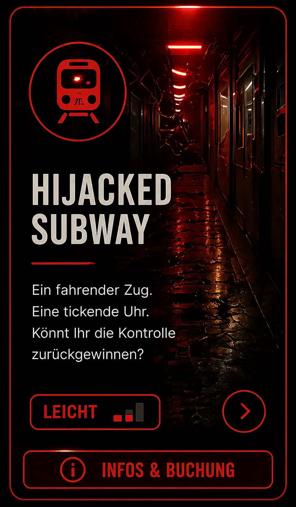 Hijacked Subway – Escape Room, Schwierigkeit leicht