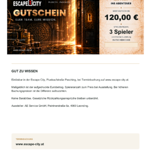 Gutschein für 3 Personen